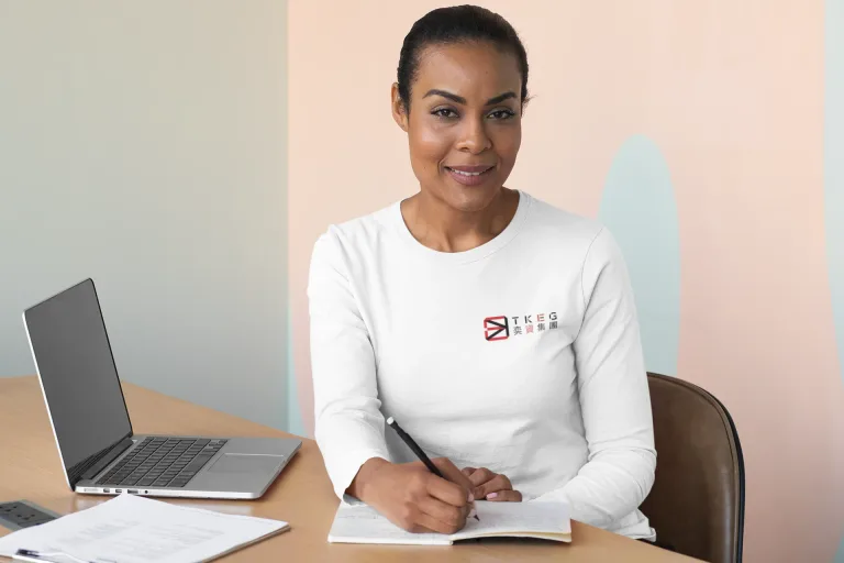 A founder working at her desk